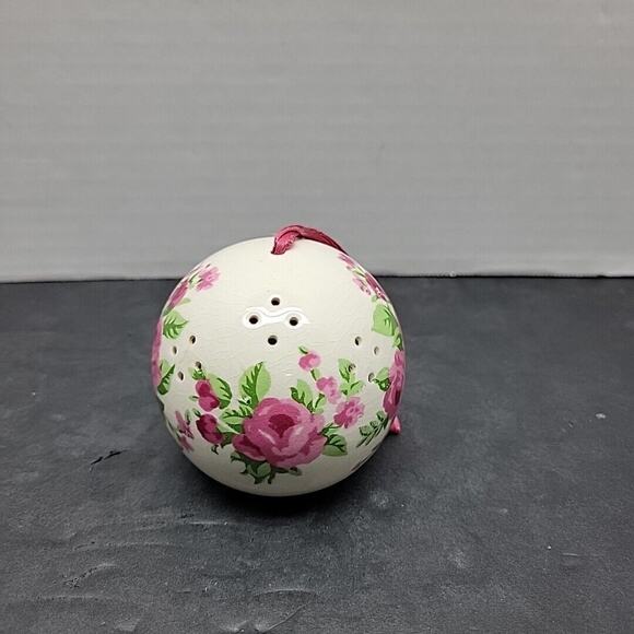 Vintage Andre Richard Sentomander Pomander Ornament Pink Floral Ball Ceramic - Picture 2 of 10